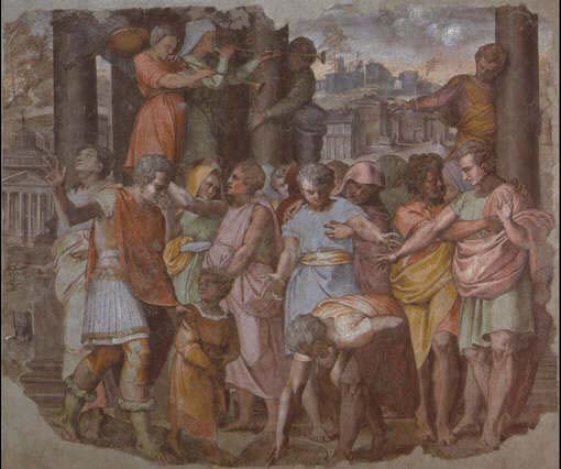 Tarquinius Superbus Founds the Temple of Jove on the Capitol, from Palazzo Baldassini, now in the Uffizi, Florence